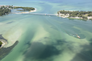 Photo of overhead shot of sediment being gathered near Longboat Keypass